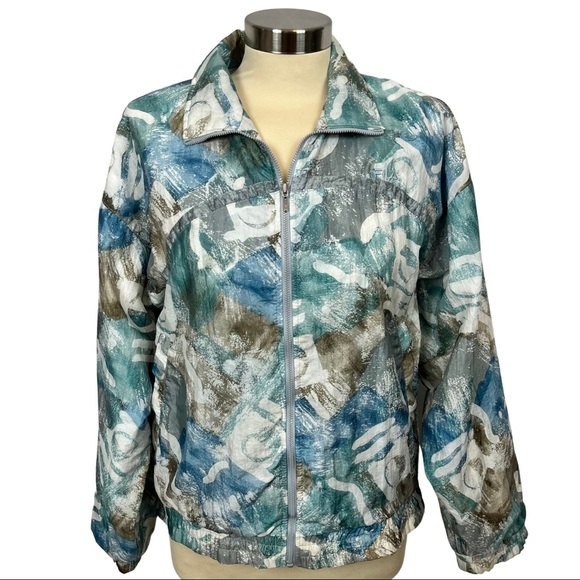 Rare Vintage 80s Fila Zip Up Windbreaker Abstract Print S - Picture 1 of 14